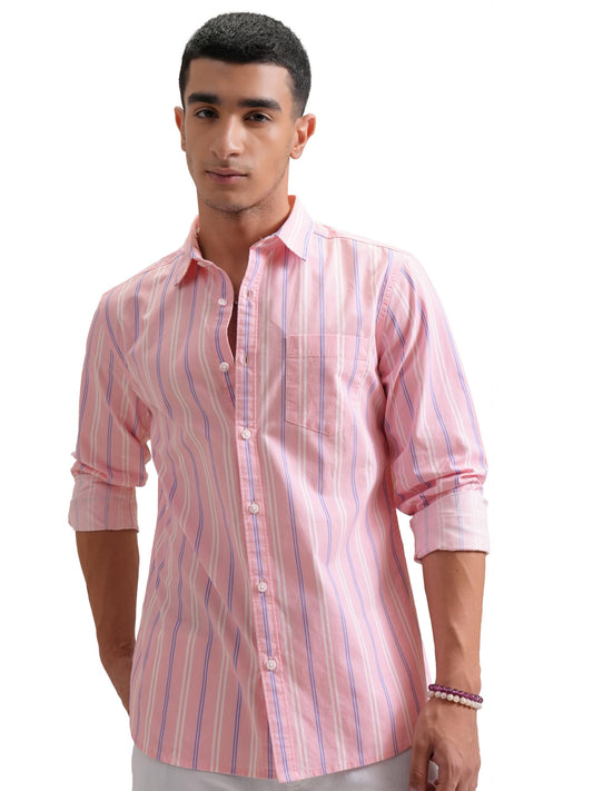 Men’s Slim Fit Striped Shirt | Full Sleeves | Everyday Wear Stylish Shirt for Men
