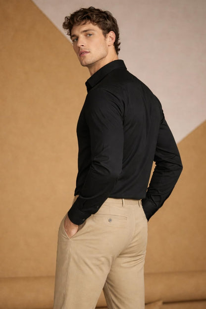 Louis Philippe Men’s Slim Fit Bamboo Blend Sustainable Stretch Young Formal Shirt