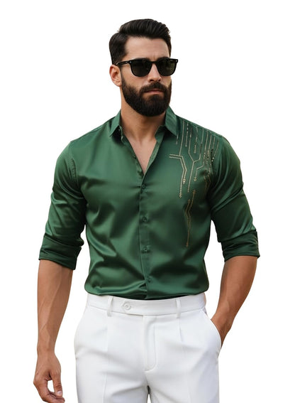 Men’s Stylish Satin Shirt for Party, Formal, Daily and Casual Wear Full Sleeve Shirt for Men