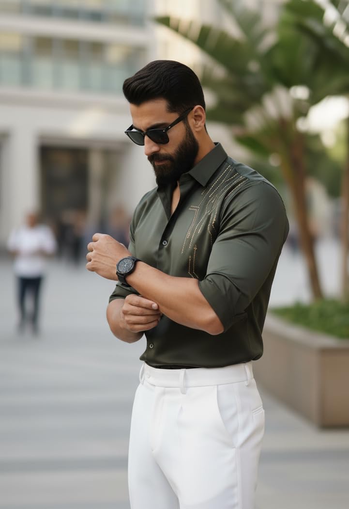 Men’s Stylish Satin Shirt for Party, Formal, Daily and Casual Wear Full Sleeve Shirt for Men