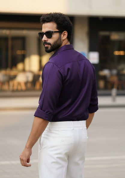 Men’s Stylish Satin Shirt for Party, Formal, Daily and Casual Wear Full Sleeve Shirt for Men