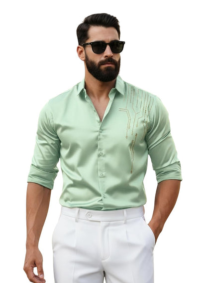 Men’s Stylish Satin Shirt for Party, Formal, Daily and Casual Wear Full Sleeve Shirt for Men
