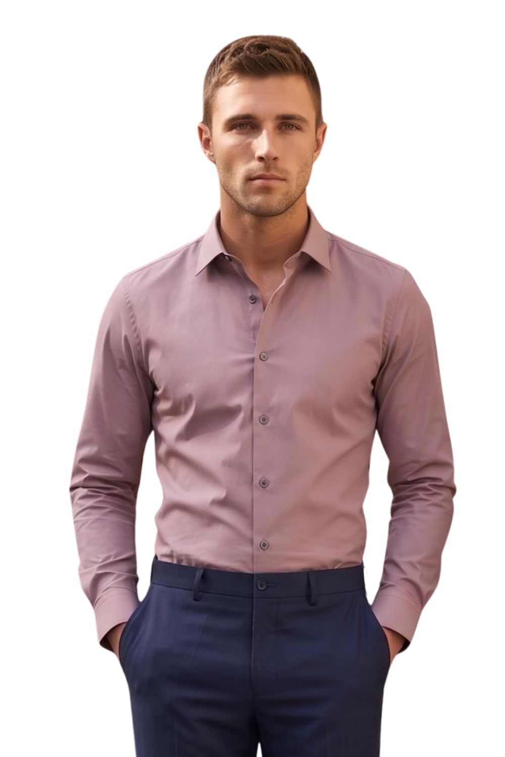 Louis Philippe Men’s Slim Fit Bamboo Blend Sustainable Stretch Young Formal Shirt
