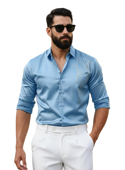 Men’s Stylish Satin Shirt for Party, Formal, Daily and Casual Wear Full Sleeve Shirt for Men