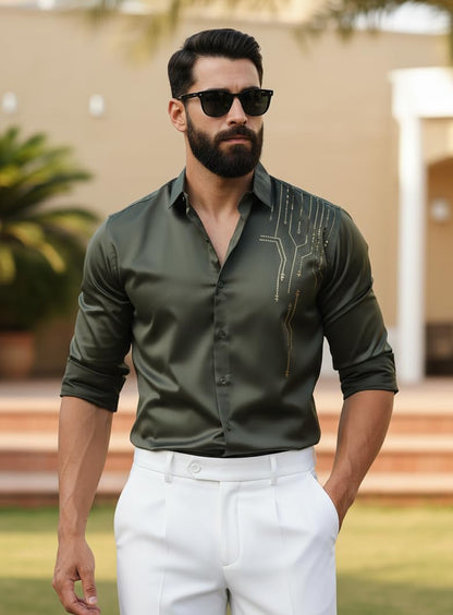 Men’s Stylish Satin Shirt for Party, Formal, Daily and Casual Wear Full Sleeve Shirt for Men