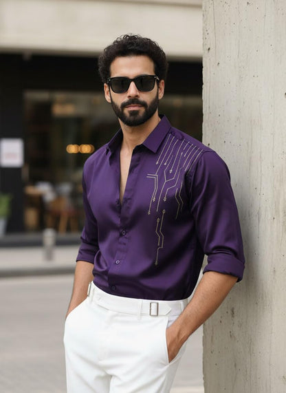 Men’s Stylish Satin Shirt for Party, Formal, Daily and Casual Wear Full Sleeve Shirt for Men