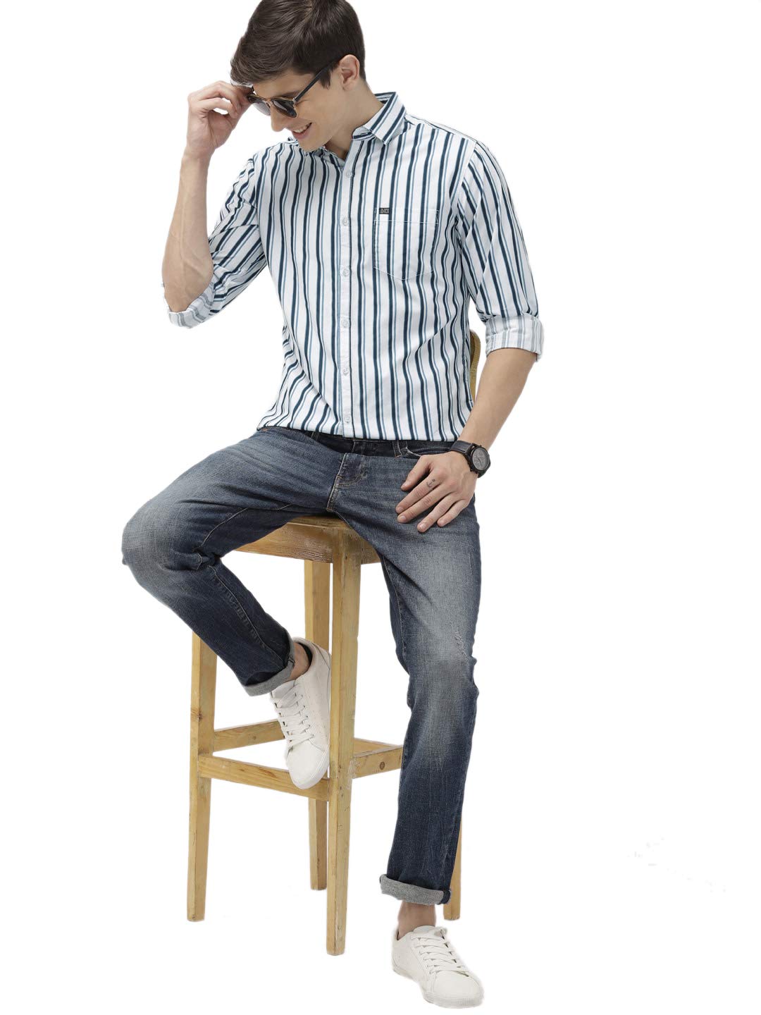 Men Slim Fit Checkered Full Sleeves Spread Collar Casual Shirt