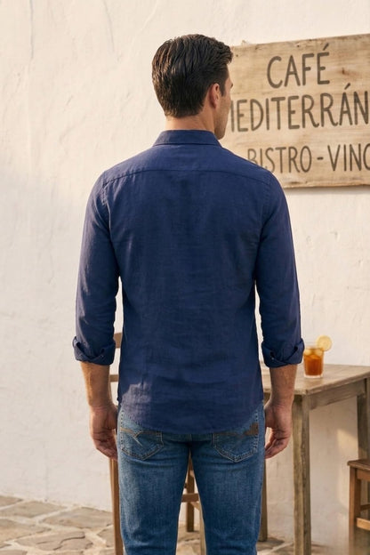 Men's Slim Fit Made Using BCI Cotton, Brushed Twill, Soft Fabric Full Sleeve Engineered Stripe Casual Shirt