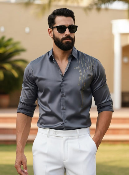 Men’s Stylish Satin Shirt for Party, Formal, Daily and Casual Wear Full Sleeve Shirt for Men