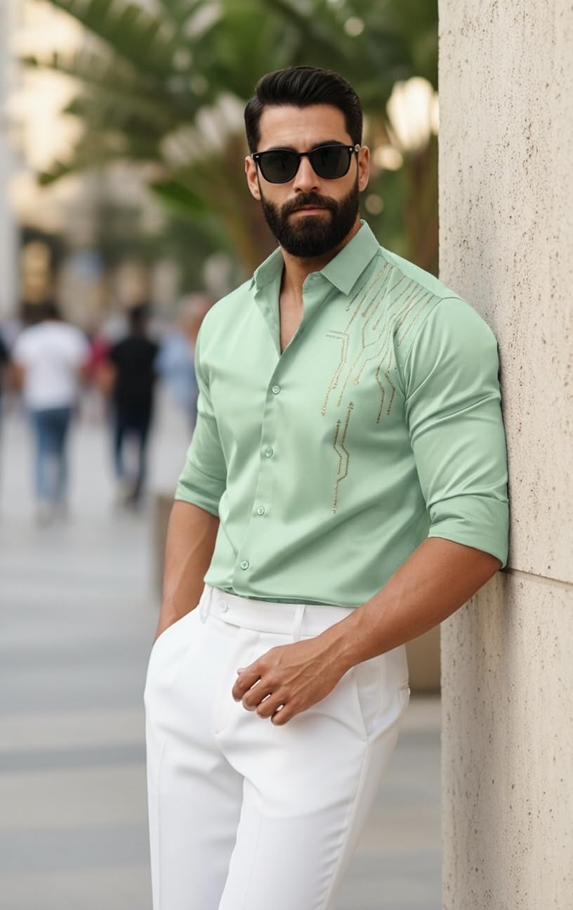 Men’s Stylish Satin Shirt for Party, Formal, Daily and Casual Wear Full Sleeve Shirt for Men