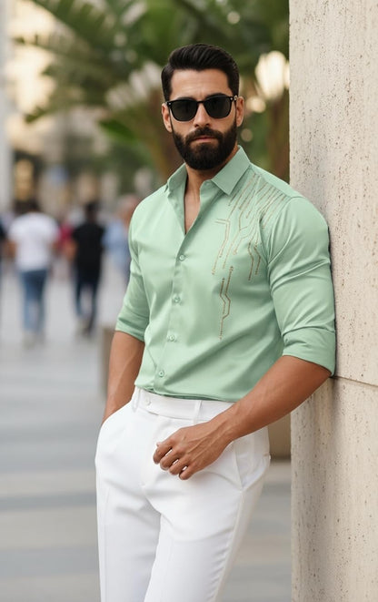 Men’s Stylish Satin Shirt for Party, Formal, Daily and Casual Wear Full Sleeve Shirt for Men