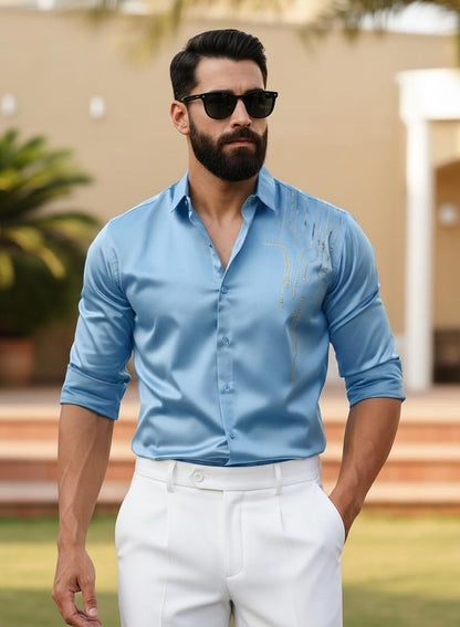 Men’s Stylish Satin Shirt for Party, Formal, Daily and Casual Wear Full Sleeve Shirt for Men