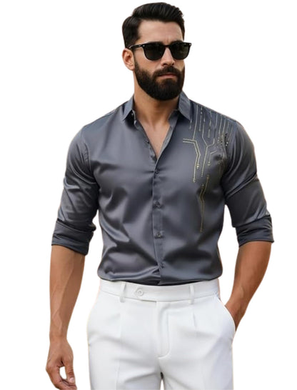Men’s Stylish Satin Shirt for Party, Formal, Daily and Casual Wear Full Sleeve Shirt for Men