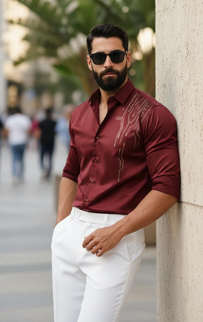 Men’s Stylish Satin Shirt for Party, Formal, Daily and Casual Wear Full Sleeve Shirt for Men