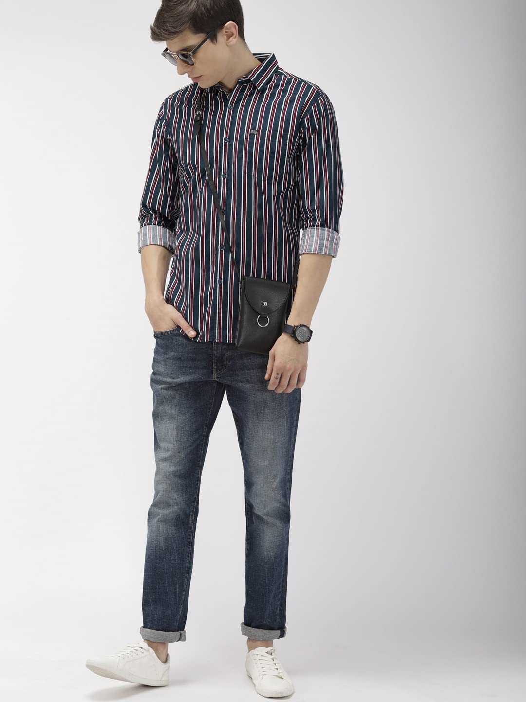 Men Slim Fit Checkered Full Sleeves Spread Collar Casual Shirt