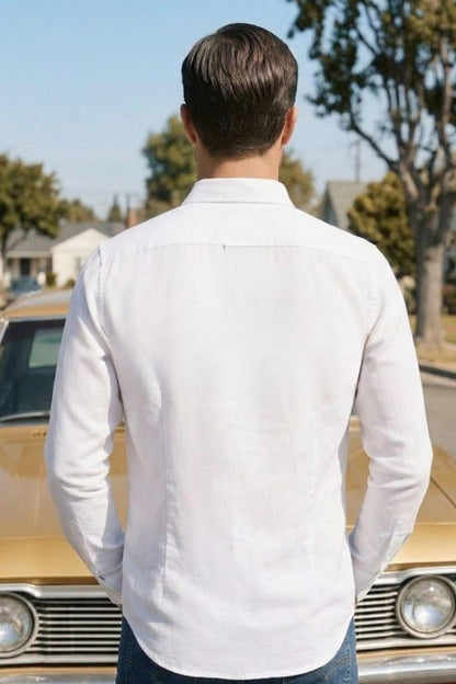 Men's Slim Fit Made Using BCI Cotton, Brushed Twill, Soft Fabric Full Sleeve Engineered Stripe Casual Shirt
