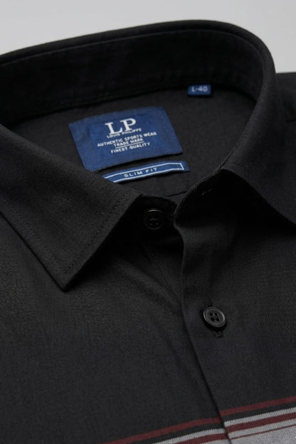 Men's Slim Fit Made Using BCI Cotton, Brushed Twill, Soft Fabric Full Sleeve Engineered Stripe Casual Shirt
