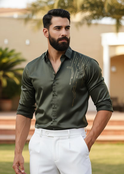 Men’s Stylish Satin Shirt for Party, Formal, Daily and Casual Wear Full Sleeve Shirt for Men