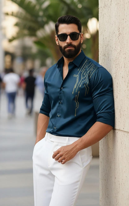 Men’s Stylish Satin Shirt for Party, Formal, Daily and Casual Wear Full Sleeve Shirt for Men