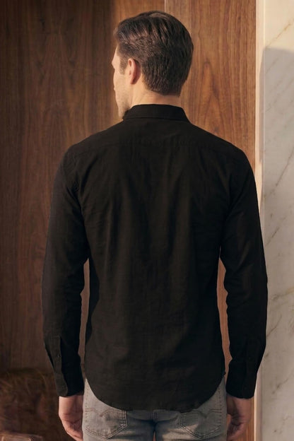 Men's Slim Fit Made Using BCI Cotton, Brushed Twill, Soft Fabric Full Sleeve Engineered Stripe Casual Shirt