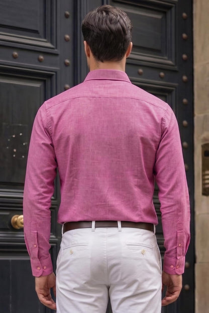 Men's Slim Fit Melange Look All Day Comfort with Stretch Full Sleeve Solid Fashion Formal Shirt