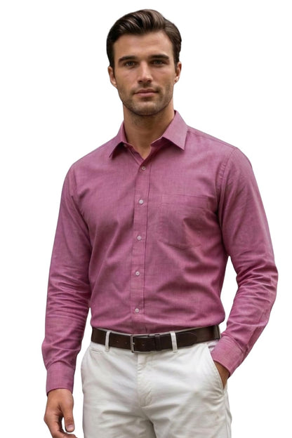 Men's Slim Fit Melange Look All Day Comfort with Stretch Full Sleeve Solid Fashion Formal Shirt