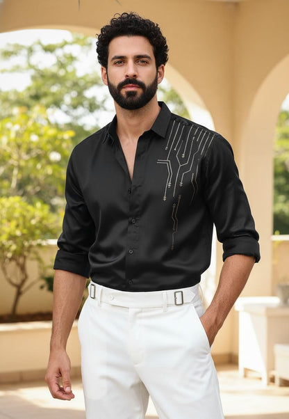 Men’s Stylish Satin Shirt for Party, Formal, Daily and Casual Wear Full Sleeve Shirt for Men