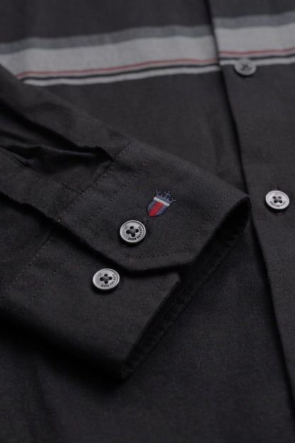Men's Slim Fit Made Using BCI Cotton, Brushed Twill, Soft Fabric Full Sleeve Engineered Stripe Casual Shirt