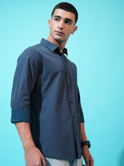 Men’s Slim Fit Striped Shirt | Full Sleeves | Everyday Wear Stylish Shirt for Men
