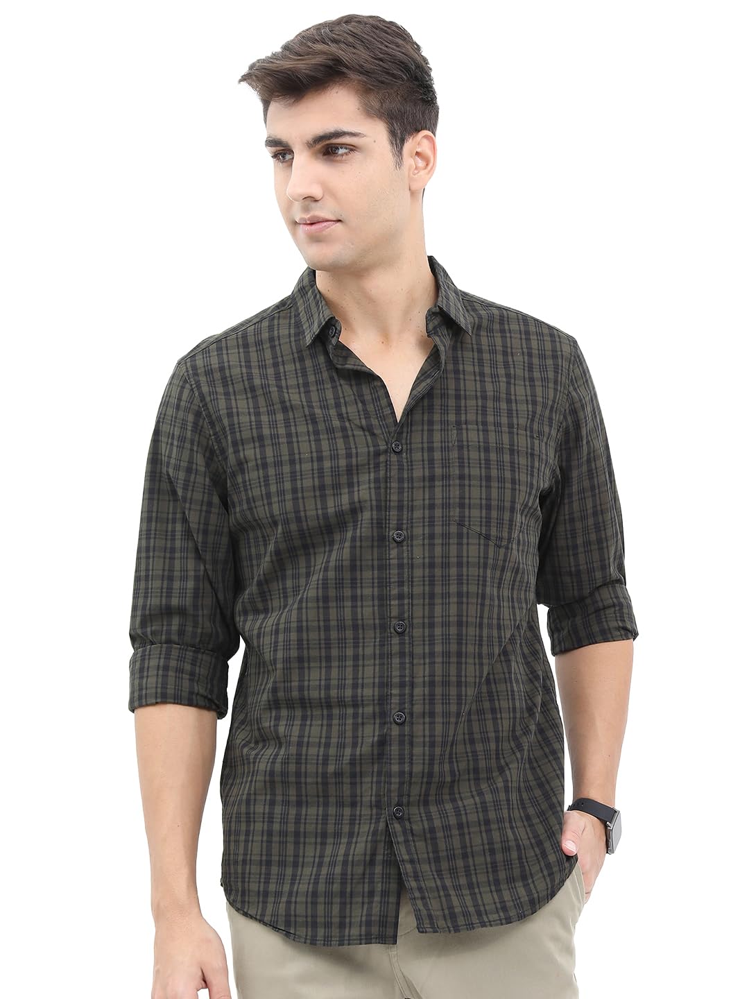 Men's Slim Fit Shirt for Men | Checks Shirt | Long Sleeves | Spread Collar | Casual Shirts | Men Shirts | Shirts for Men