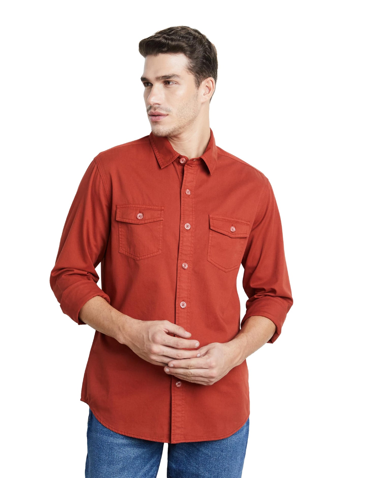 Symbol Premium Men's Washed Cotton Twill Casual Shirt - Regular Fit | Pure Cotton (Available in Plus Sizes)