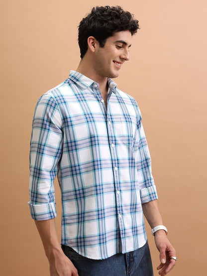 Men's Slim Fit Check Shirt | Full Sleeves | Spread Collar | Casual Shirts for Men