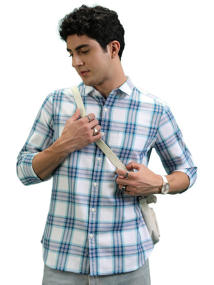 Men's Slim Fit Check Shirt | Full Sleeves | Spread Collar | Casual Shirts for Men