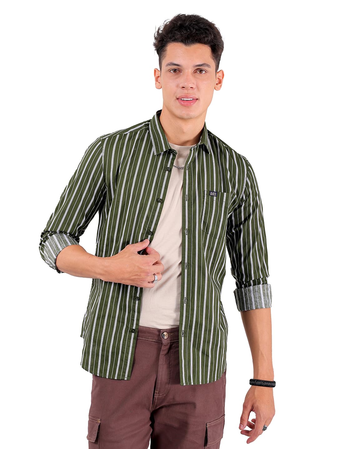 Men Slim Fit Checkered Full Sleeves Spread Collar Casual Shirt