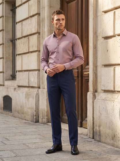Louis Philippe Men’s Slim Fit Bamboo Blend Sustainable Stretch Young Formal Shirt
