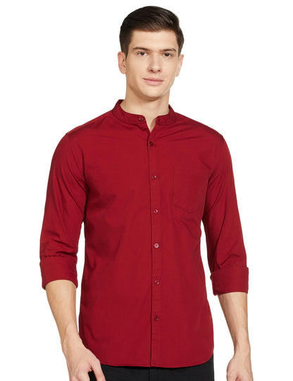 Men's Cotton Shirt | Chinese Collar | Casual | Plain | Full Sleeve | Summer - Regular Fit (Available in Plus Sizes)