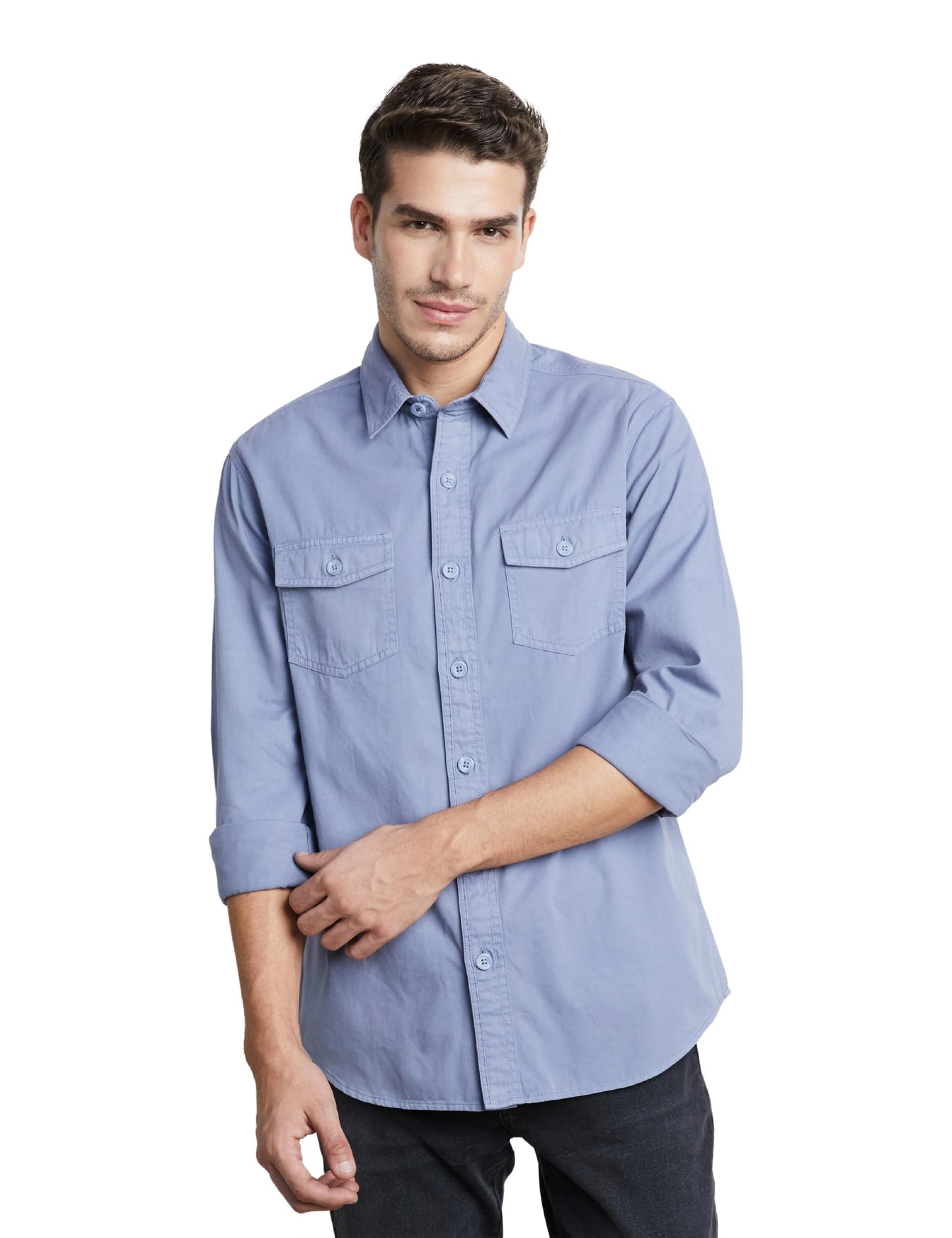 Symbol Premium Men's Washed Cotton Twill Casual Shirt - Regular Fit | Pure Cotton (Available in Plus Sizes)