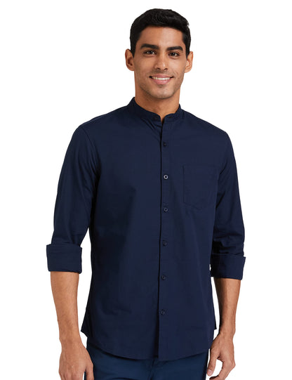 Men's Cotton Shirt | Chinese Collar | Casual | Plain | Full Sleeve | Summer - Regular Fit (Available in Plus Sizes)