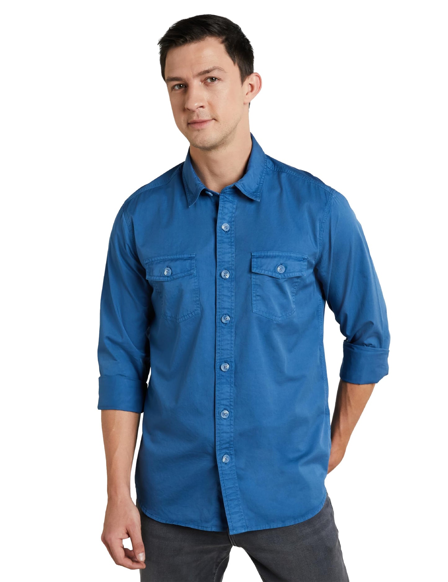 Symbol Premium Men's Washed Cotton Twill Casual Shirt - Regular Fit | Pure Cotton (Available in Plus Sizes)