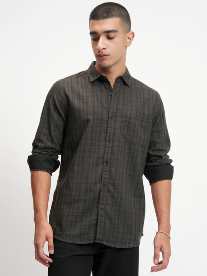 Men's Slim Fit Shirt for Men | Checks Shirt | Long Sleeves | Spread Collar | Casual Shirts | Men Shirts | Shirts for Men