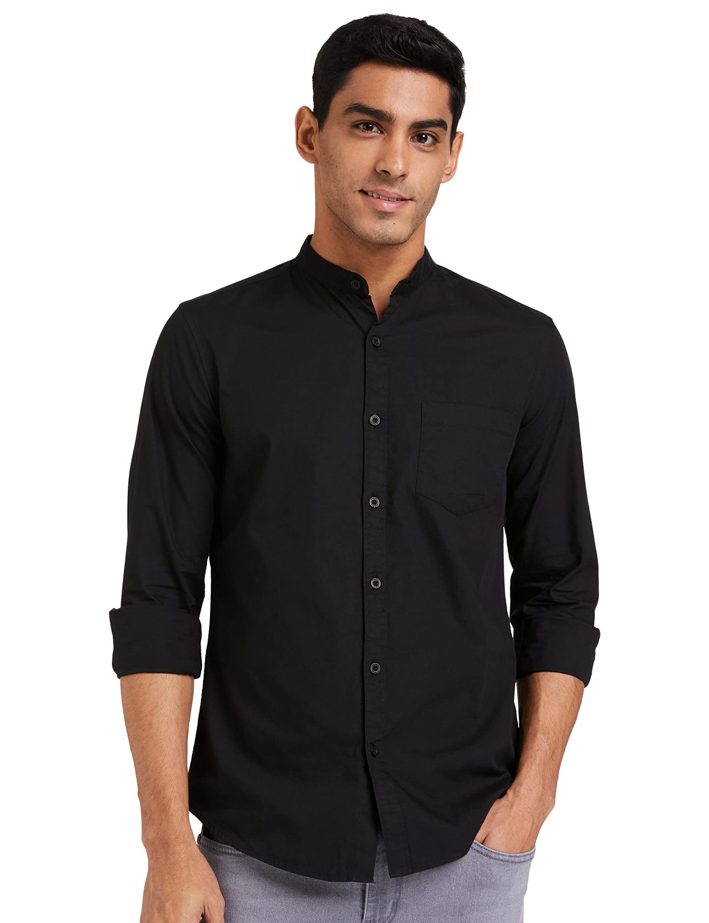 Men's Cotton Shirt | Chinese Collar | Casual | Plain | Full Sleeve | Summer - Regular Fit (Available in Plus Sizes)