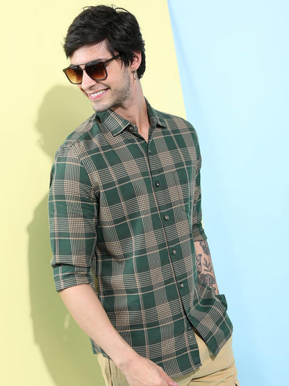Men's Slim Fit Checks Shirt | Long Sleeves | Regular Collar | Casual Shirts for Men