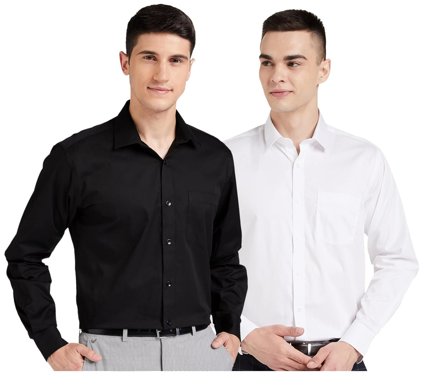 Men's Solid Cotton Formal Shirt | Plain | Full Sleeve - Regular Fit (Available in Plus Sizes)