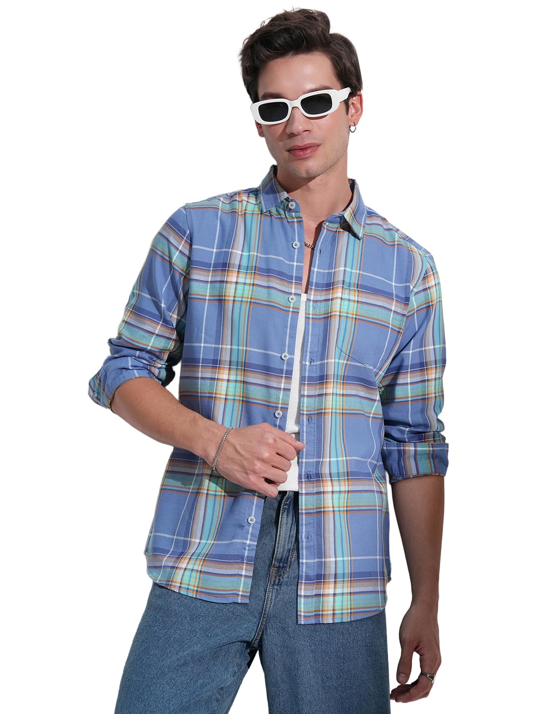 Men's Slim Fit Check Shirt | Long Sleeves | Regular Collar | Casual Shirts for Men