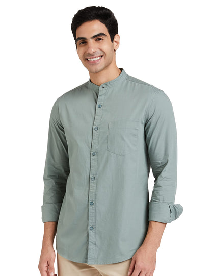 Men's Cotton Shirt | Chinese Collar | Casual | Plain | Full Sleeve | Summer - Regular Fit (Available in Plus Sizes)