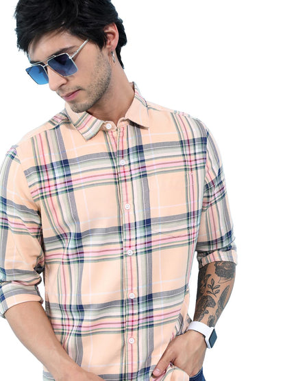 Men's Slim Fit Check Shirt | Long Sleeves | Regular Collar | Casual Shirts for Men
