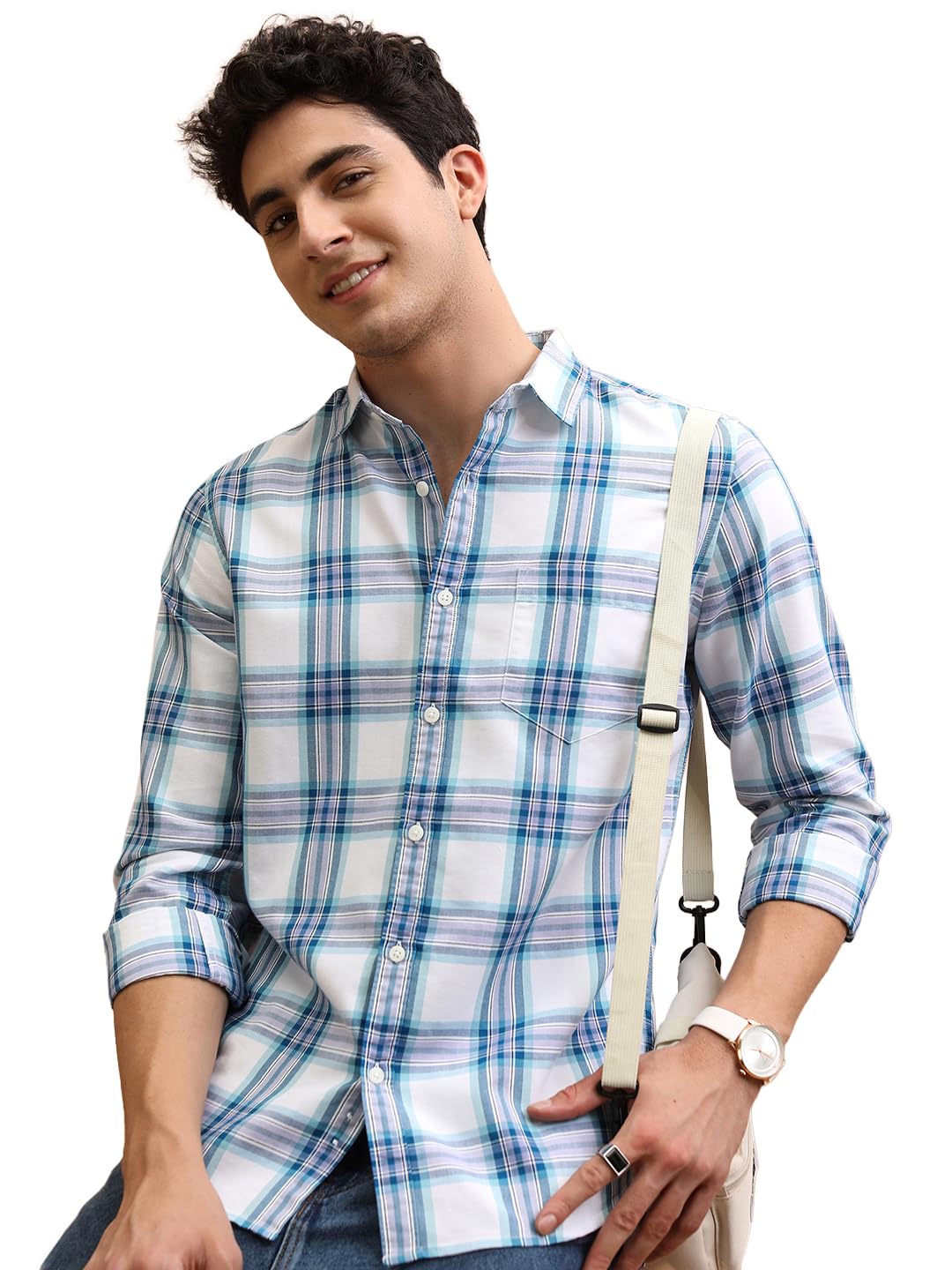 Men's Slim Fit Check Shirt | Full Sleeves | Spread Collar | Casual Shirts for Men