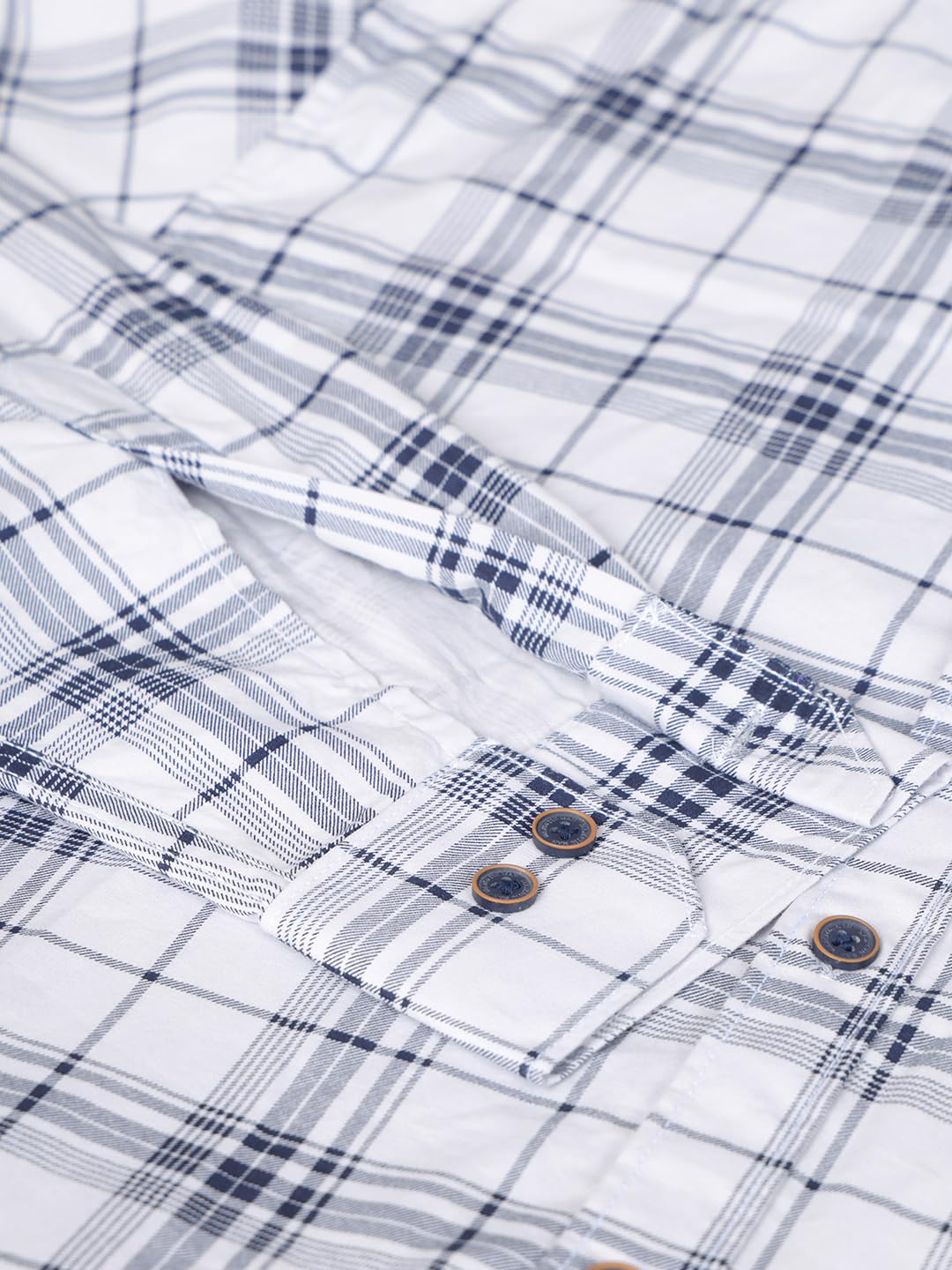 Man Stylish Slim Fit Cotton Spread Collar Checked Casual Shirt