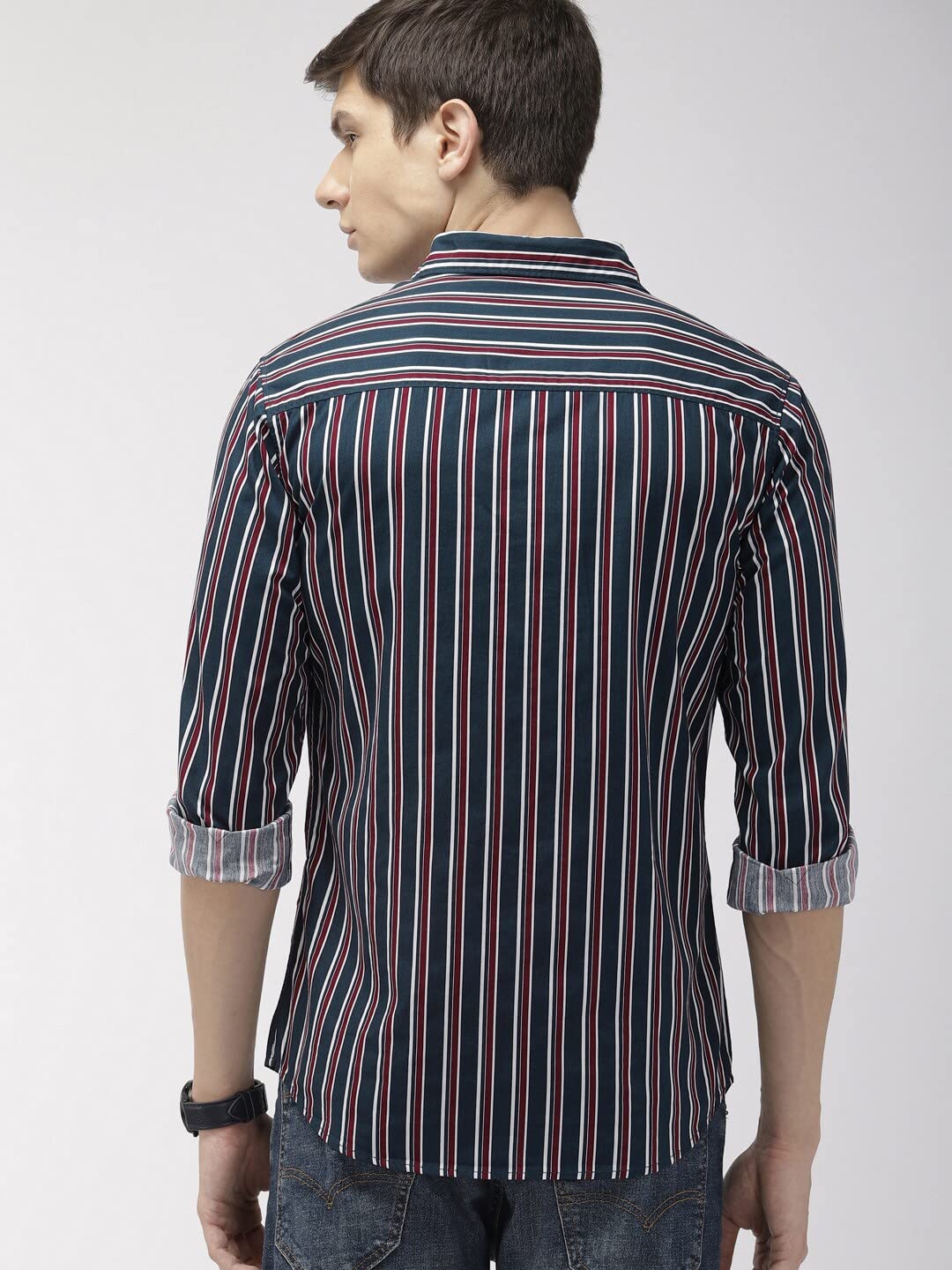 Men Slim Fit Checkered Full Sleeves Spread Collar Casual Shirt