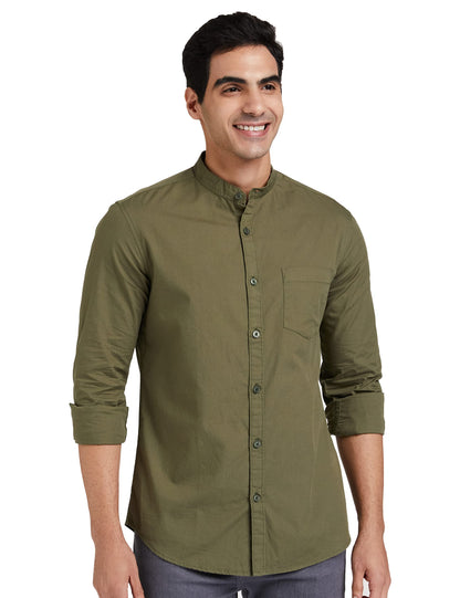 Men's Cotton Shirt | Chinese Collar | Casual | Plain | Full Sleeve | Summer - Regular Fit (Available in Plus Sizes)
